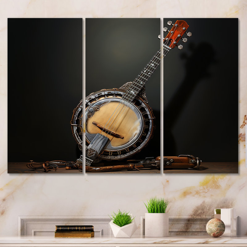 Chêne doré, banjo résonnant I - musique, art mural, Toile tendue, H 28 po x l 36 po