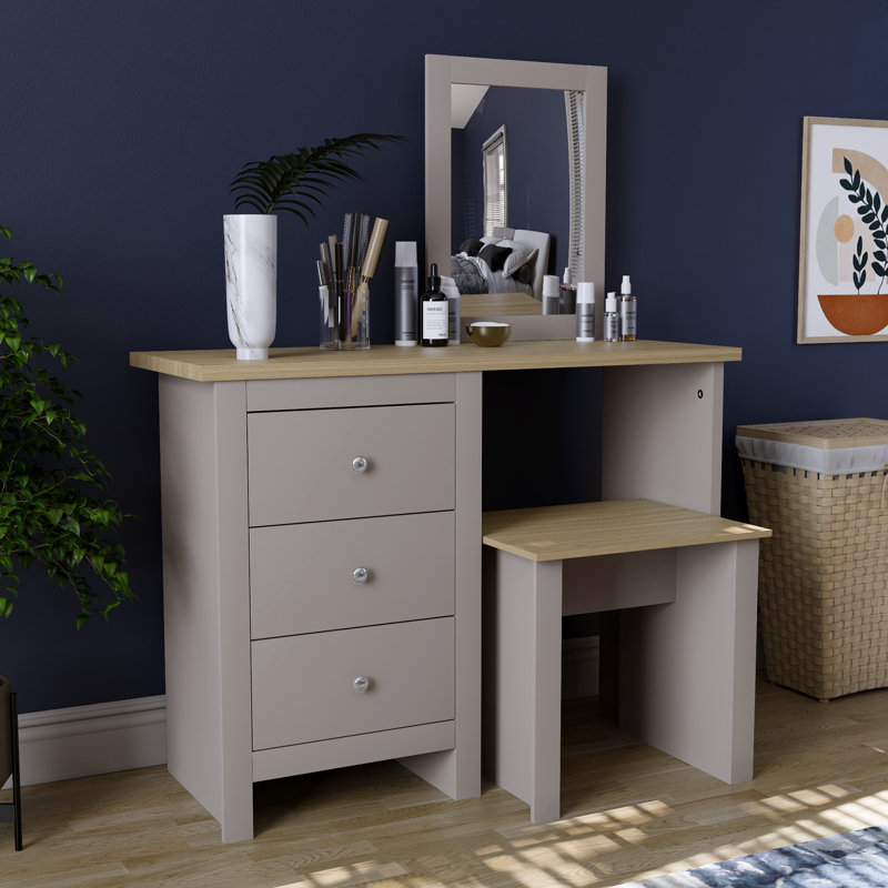 Morley Dressing Table with Mirror, Grey