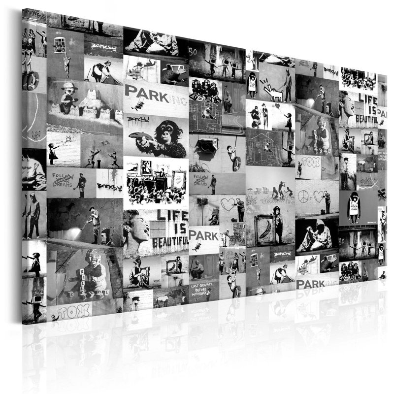 Collage sur toile Koye Banksy, H 16 po x l 24 po