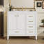 Meuble-lavabo 36 po avec lavabo, armoire de salle de bain avec porte à fermeture en douceur, 4 tiroirs de différentes tailles, structure et pieds en bois massif, un paquet, blanc-116234291
