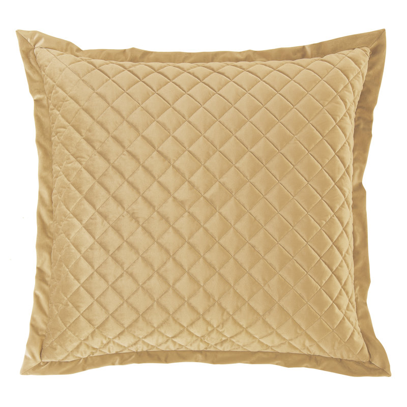Taie décorative européenne moderne en velours matelassé 27 x 27 pouces, Or
