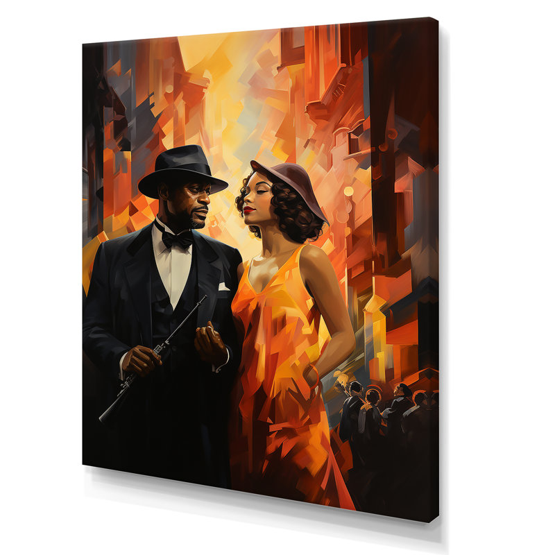 Black Harlem Renaissance Jazz Couple - art mural Harlem Renaissance, Toile tendue, H 20 po x l 12 po