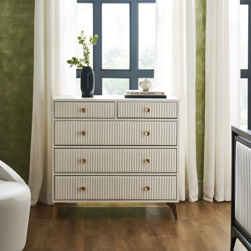 Commode 5 tiroirs Stanford, Blanc