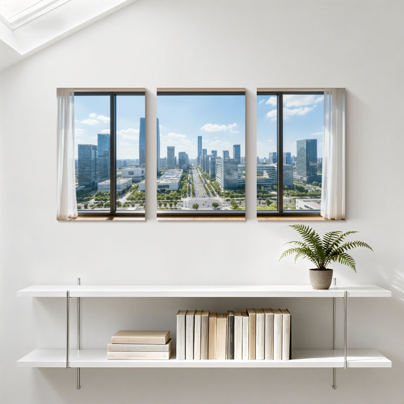 Ensemble de 3 impressions d'art sur toile, paysage urbain et paysage urbain, H 18 po x l 36 po