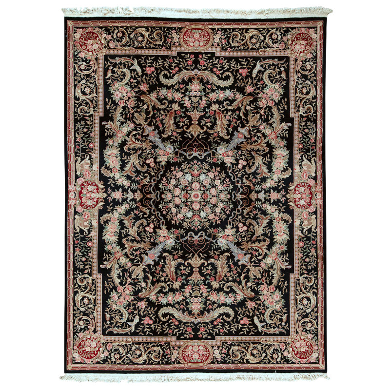 High-Quality Hand-Knotted Black Area Rug