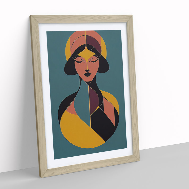 Abstract Coloured Woman No.3 - Single Picture Frame Print, 34cm H x 25cm W x 2cm D, Oak