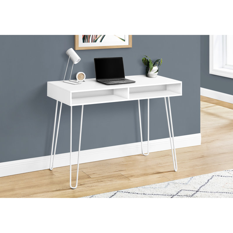 Bureau contemporain avec stratifié blanc et tiroirs de rangement