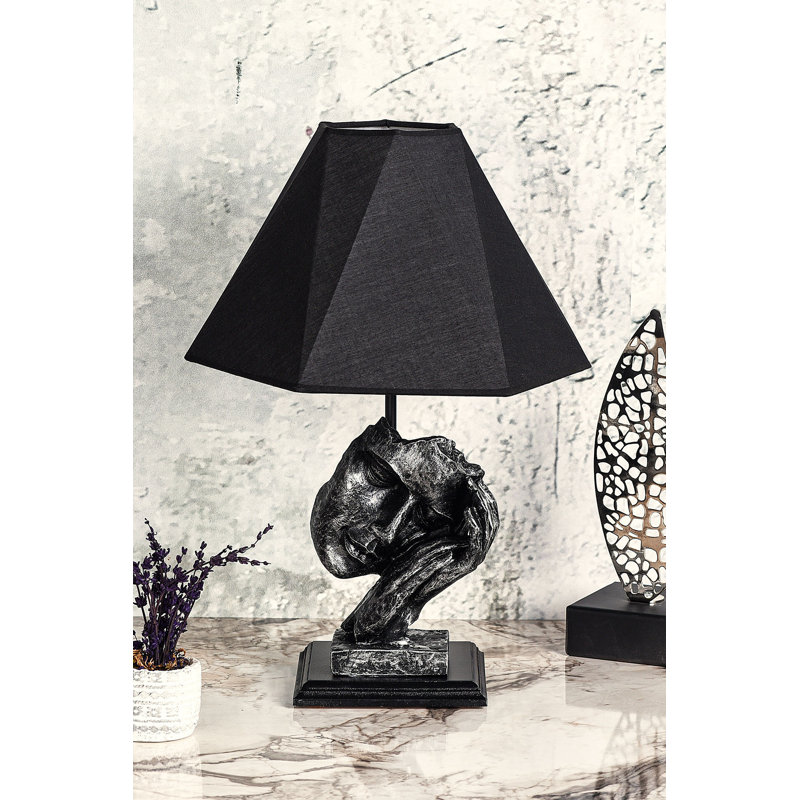 Lampe de table en métal, Argent / noir, Noir