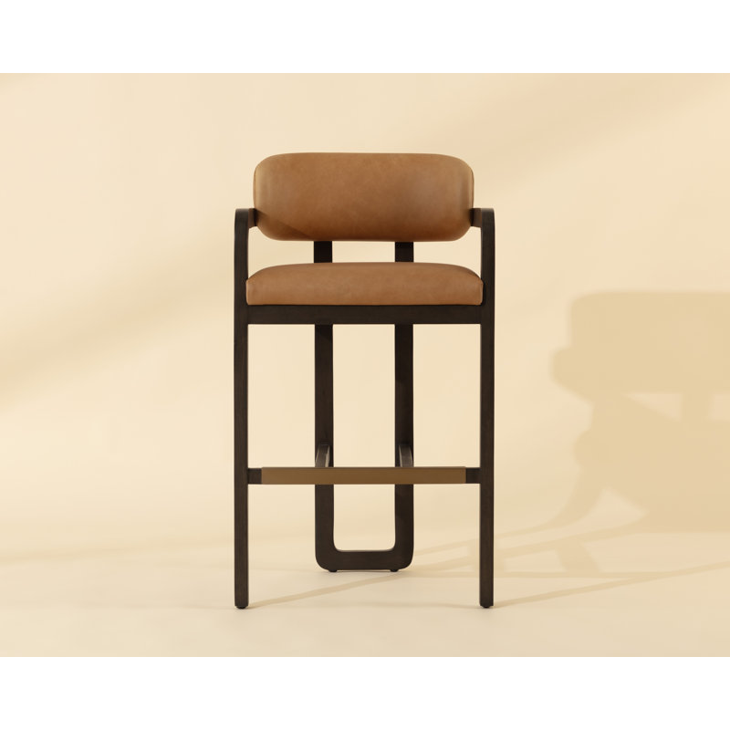 Madrone Upholstered Stool with Solid Wood Frame, Bar Stool (30.25" Seat Height)