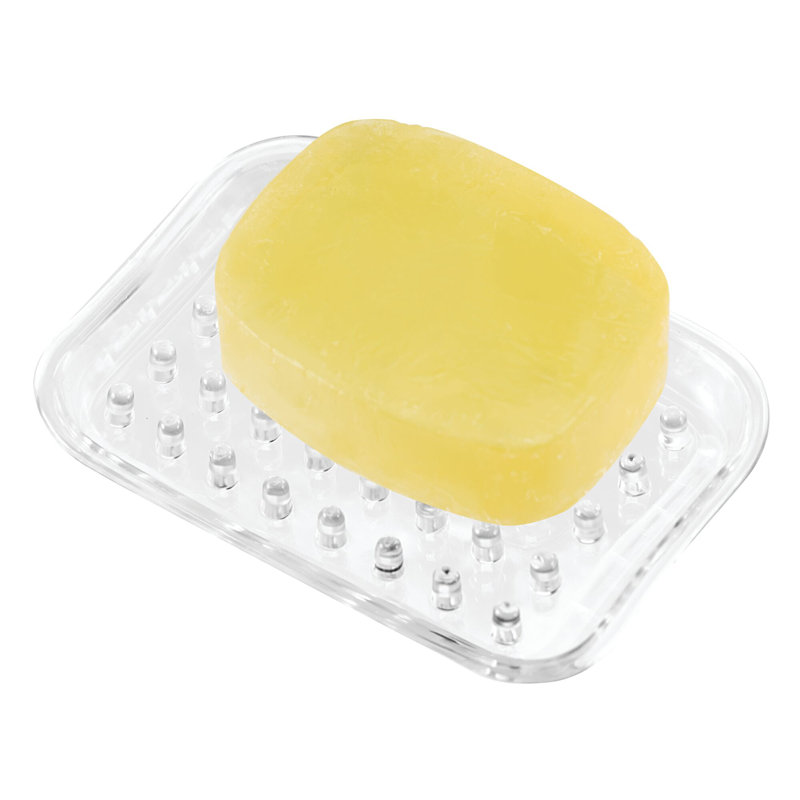 Clear Rectangular Plastic Soap Dish with Raised Bumps