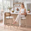 Tabouret de comptoir pivotant de style moderne Mid-Century de 26,2 po Anandi avec dossier en rotin de canne et structure en bois massif-138097258