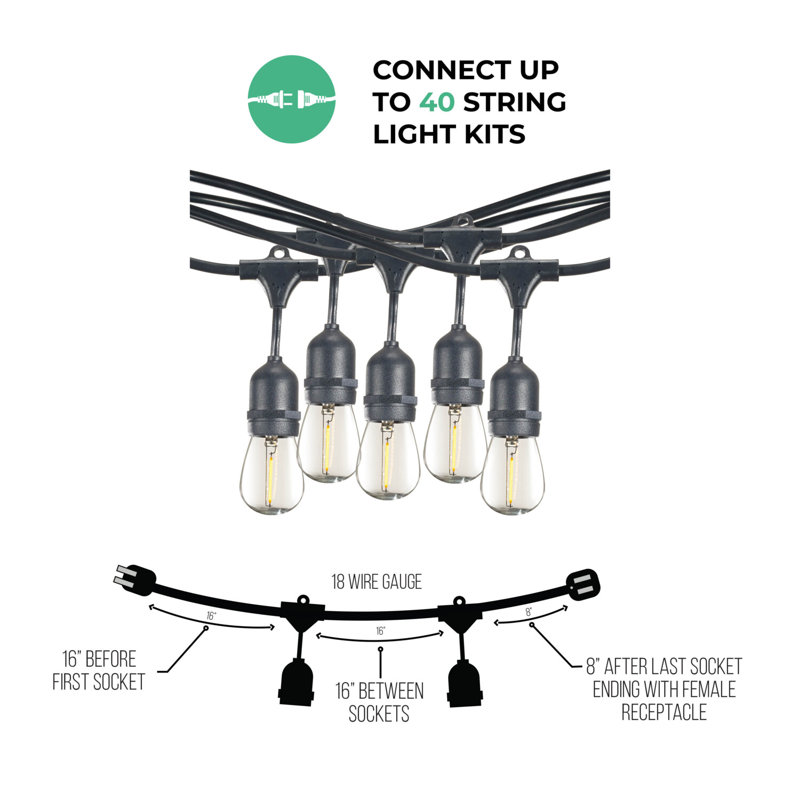 14-ft Outdoor 10 - Bulb Standard LED String Light (End to End Connectable)