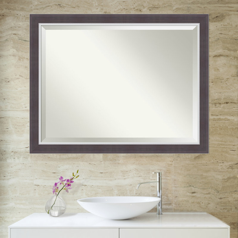 Miroir mural de salle de bain Ellie, 25,5 po x 21,5 po, Brun ; Argenté