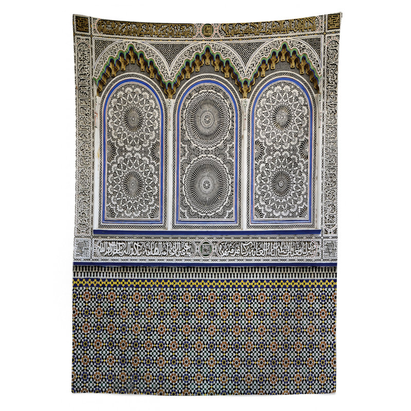 Ambesonne Orient Tablecloth, Nostalgic Moroccan Architecture Stone Carving And Motifs Majestic Ottoman Empire, Rectangular Table Cover For Dining Room Kitchen Decor, 52" X 70", Multicolor