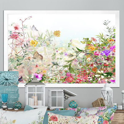 «Modern Red and Green Summer Garden II», reproduction sur toile flottante