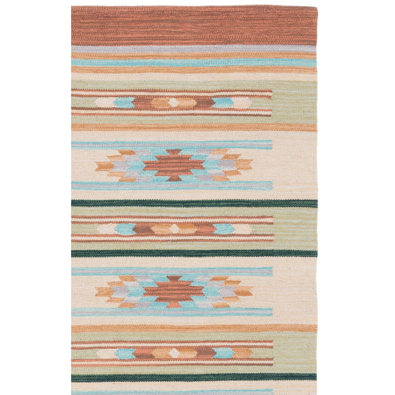 Halle Flatweave Jute/Cotton Southwestern Rug in Orange/Brown/Beige, Rectangle 8' x 10'