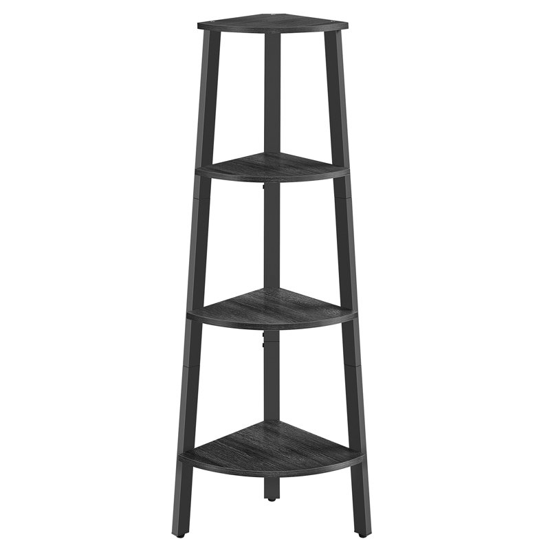 Rocco 125cm H x 34cm W Steel Corner Bookcase, Black