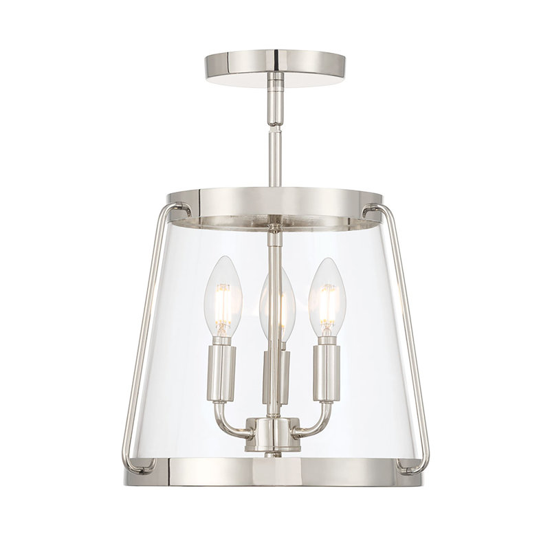 Plafonnier semi-encastré 3 lumières Adabella, Nickel poli