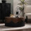 Table basse ronde de 30,31 pouces pour le salon en bois de jais noir et noyer massif avec base piédestal sans assemblage
