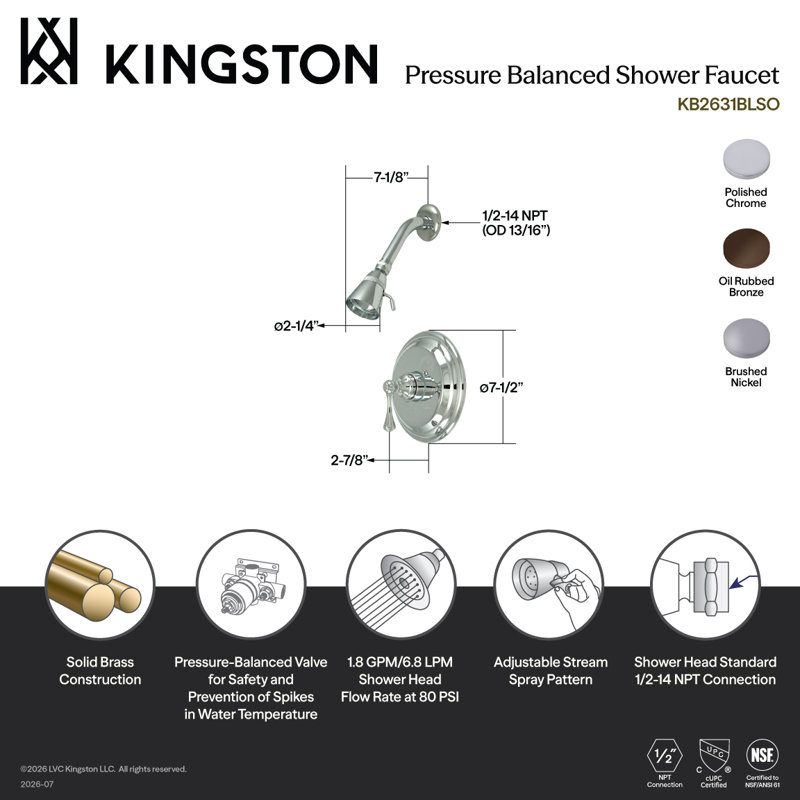 Robinet de douche Magellan, Chrome poli