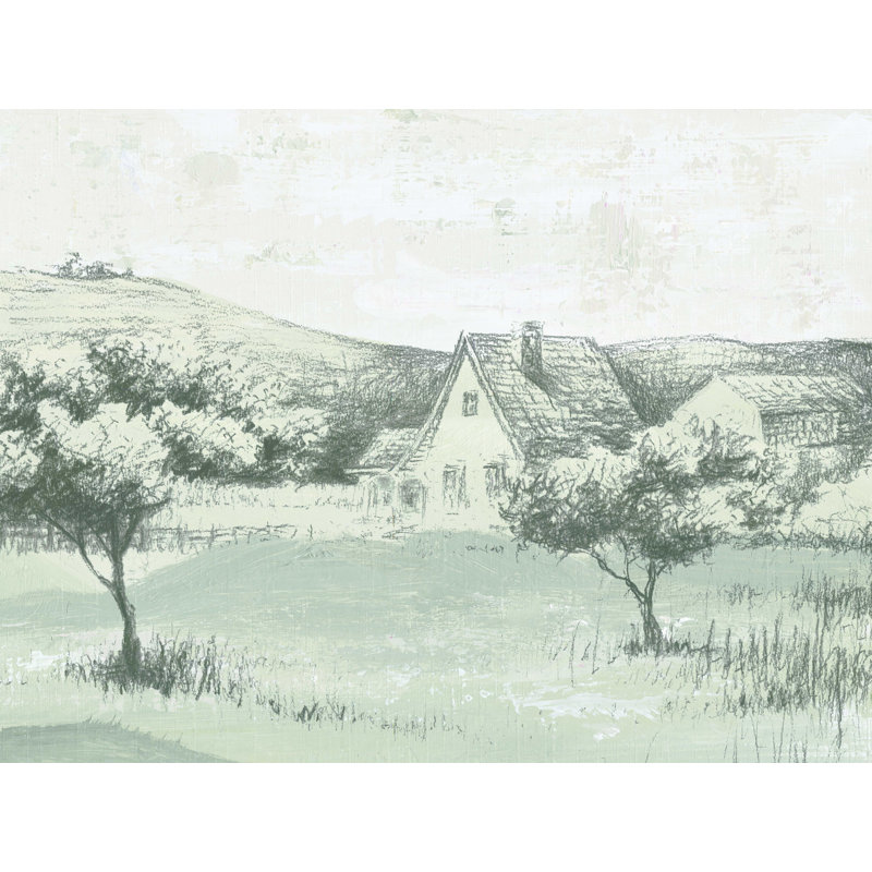 «Soft Green Country Landscape», reproduction sur toile tendue, H 30 po x l 40 po
