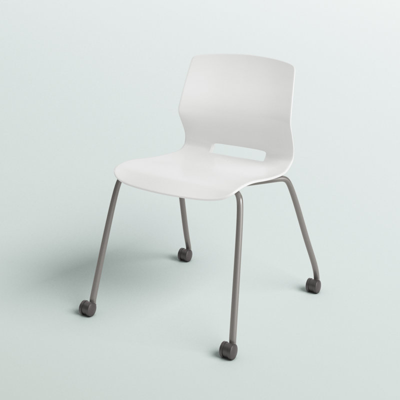 Chaise empilable Wille, Blanc, Avec des roulettes