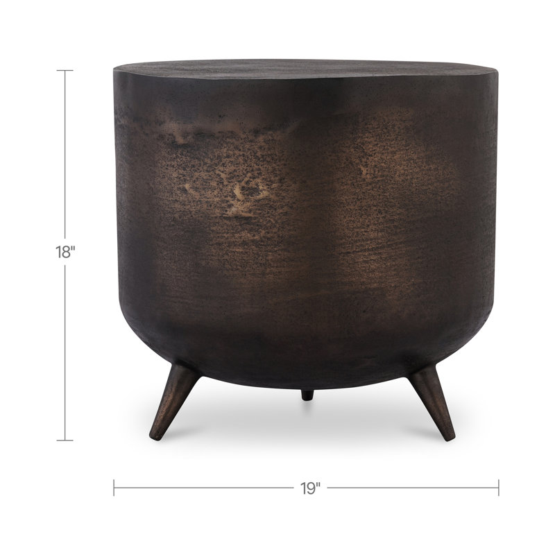 Claes 3 Legs End Table,  Bronze