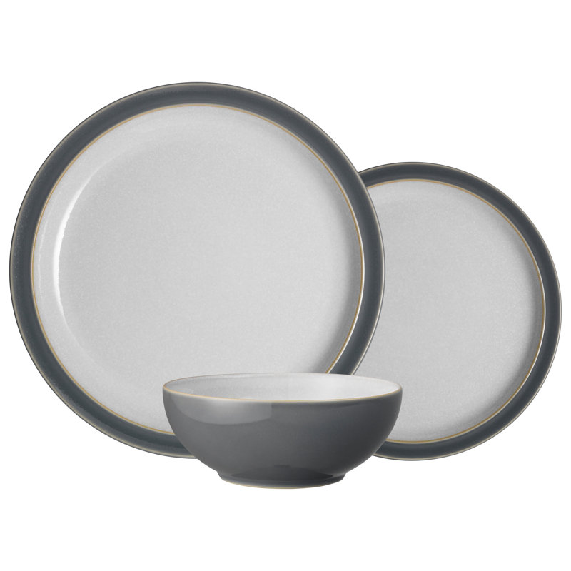 Denby Elements 12 Piece Dinnerware Set, Service for 4, Fossil Grey