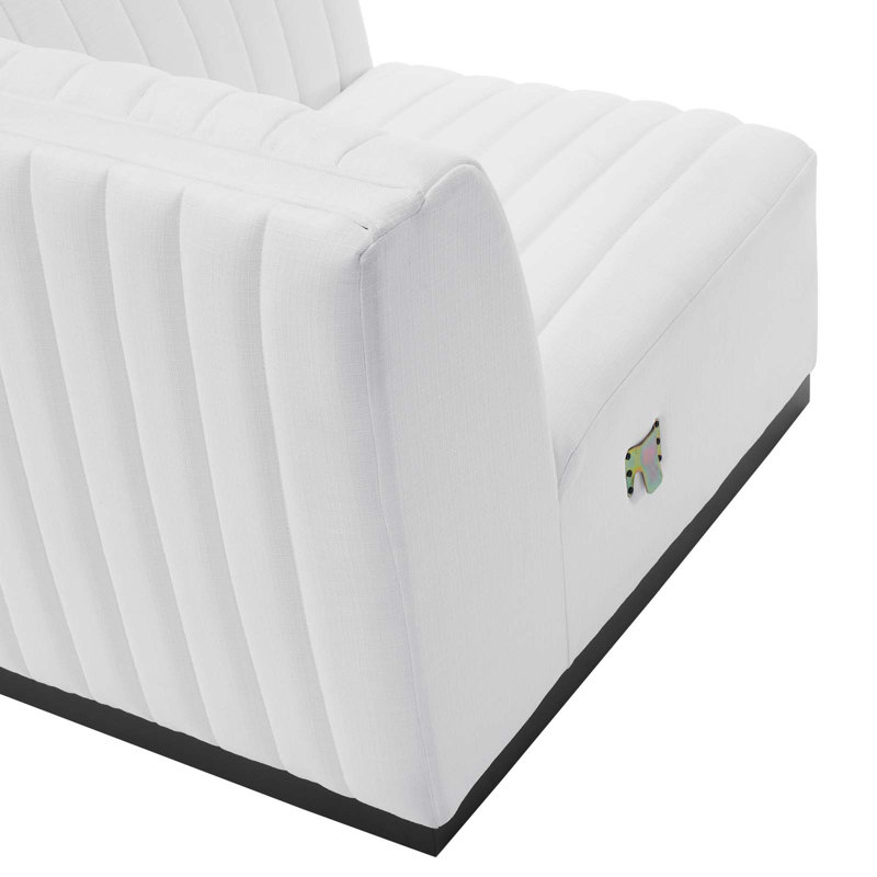 Green Velvet Channel Tufted Sofa with Black Base