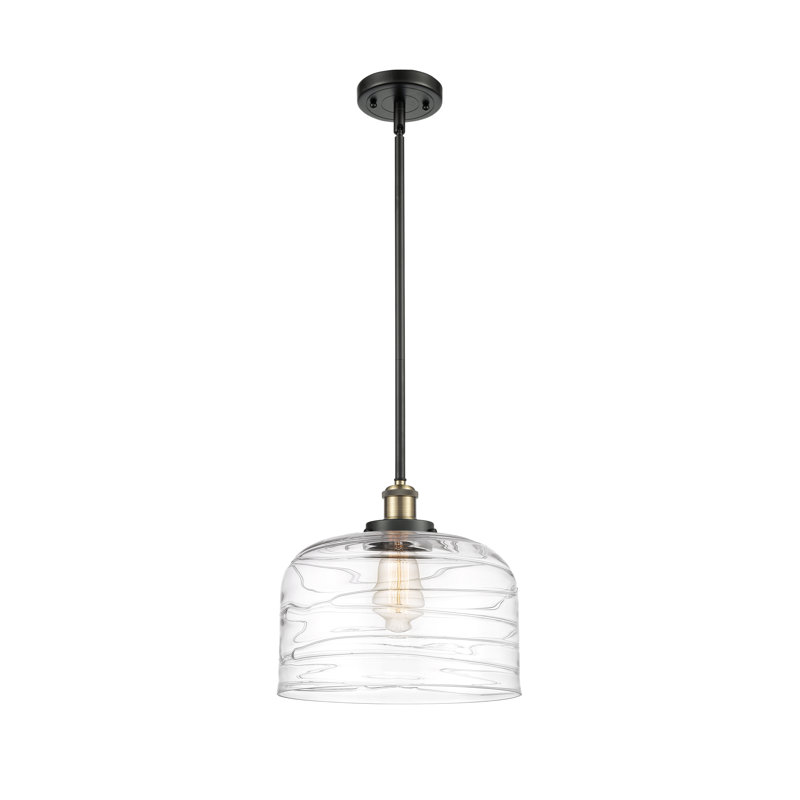 Luminaire suspendu en forme de cloche à 1 lumière Brookeville, Noir / Laiton
