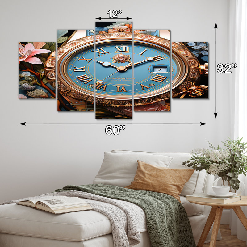 Rose Gold Luxury Watch - impression sur toile tendance - 5 panneaux