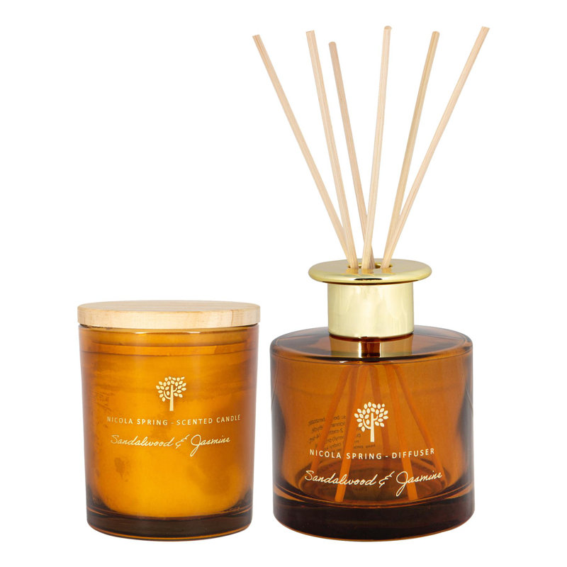 Nicola Spring - Scented Candle & Reed Diffuser - 130g - Sandalwood & Jasmine