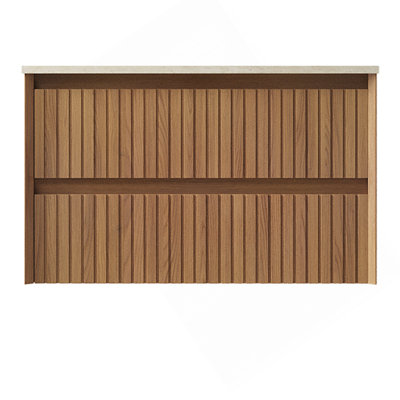 30'' Wall-Mounted Cabinet With 2 Drawers, NO Countertop And Basin, NO Faucet And Drain, Pre-Assembled, Brown Oak Woodgrain Color