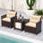 3 PCS Patio Sofa Set with Cushions & Tempered Glass Tabletop for Backyard