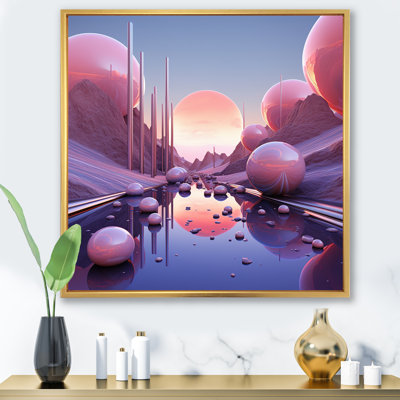 " Pink And Blue Spheres Futuristic Cosmic Universe I "