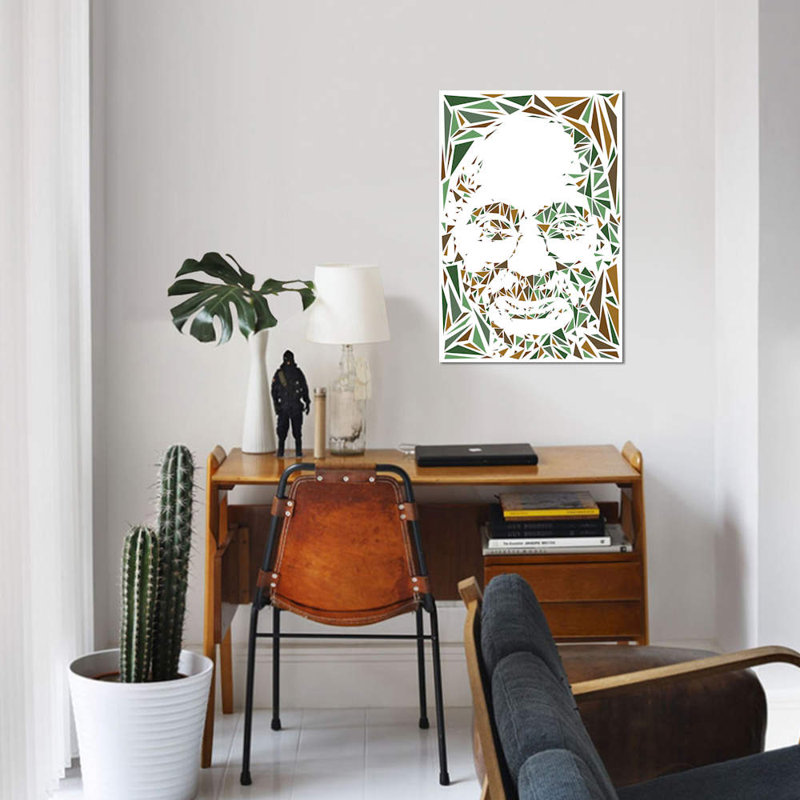 « gandhi », impression sur toile, H 40 po x l 26 po x P 1,5 po, Toile tendue, Pas de tapis