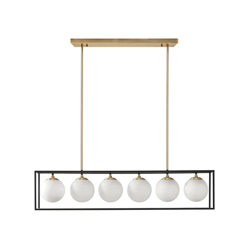 Lustre linéaire en verre givré 6 lumières