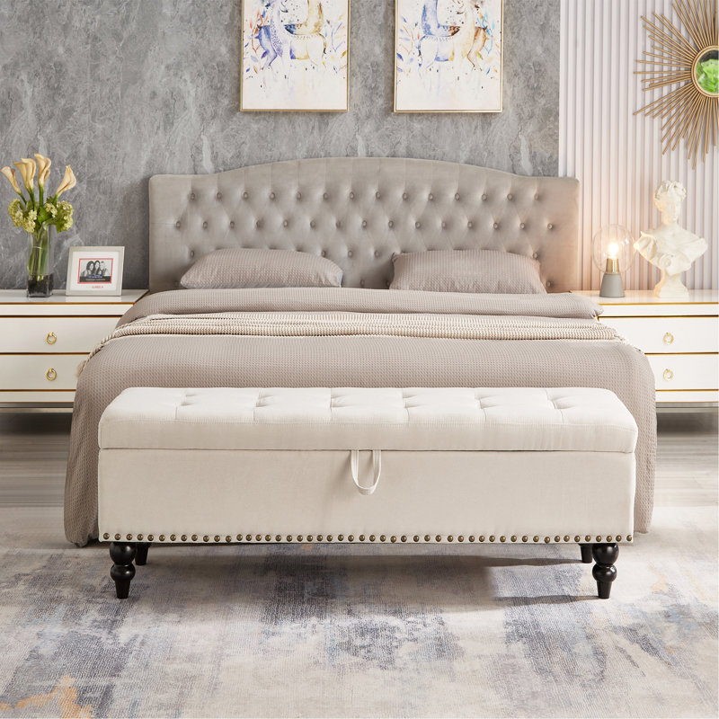 Banc de lit avec rangement, Beige