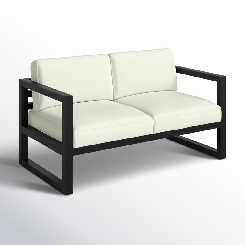 Avion Loveseat - Black, Canvas Natural Sunbrella® Canvas, Black