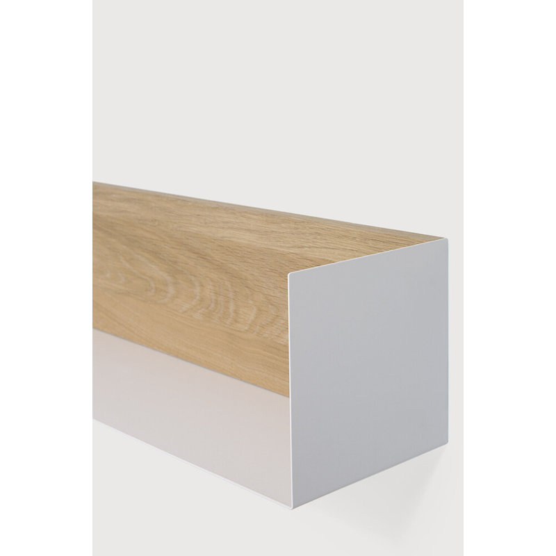 U Oak Solid Wood Accent Shelf, White, 5.9" H x 27.6" W x 5.9" D