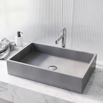 Orvieto Gothic 24" L x 15" W x 5" H Grey Handmade Rectangular Vessel Bathroom Sink