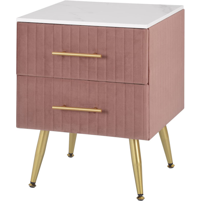 41cm W Manufactured Wood Bedside Table, Pink