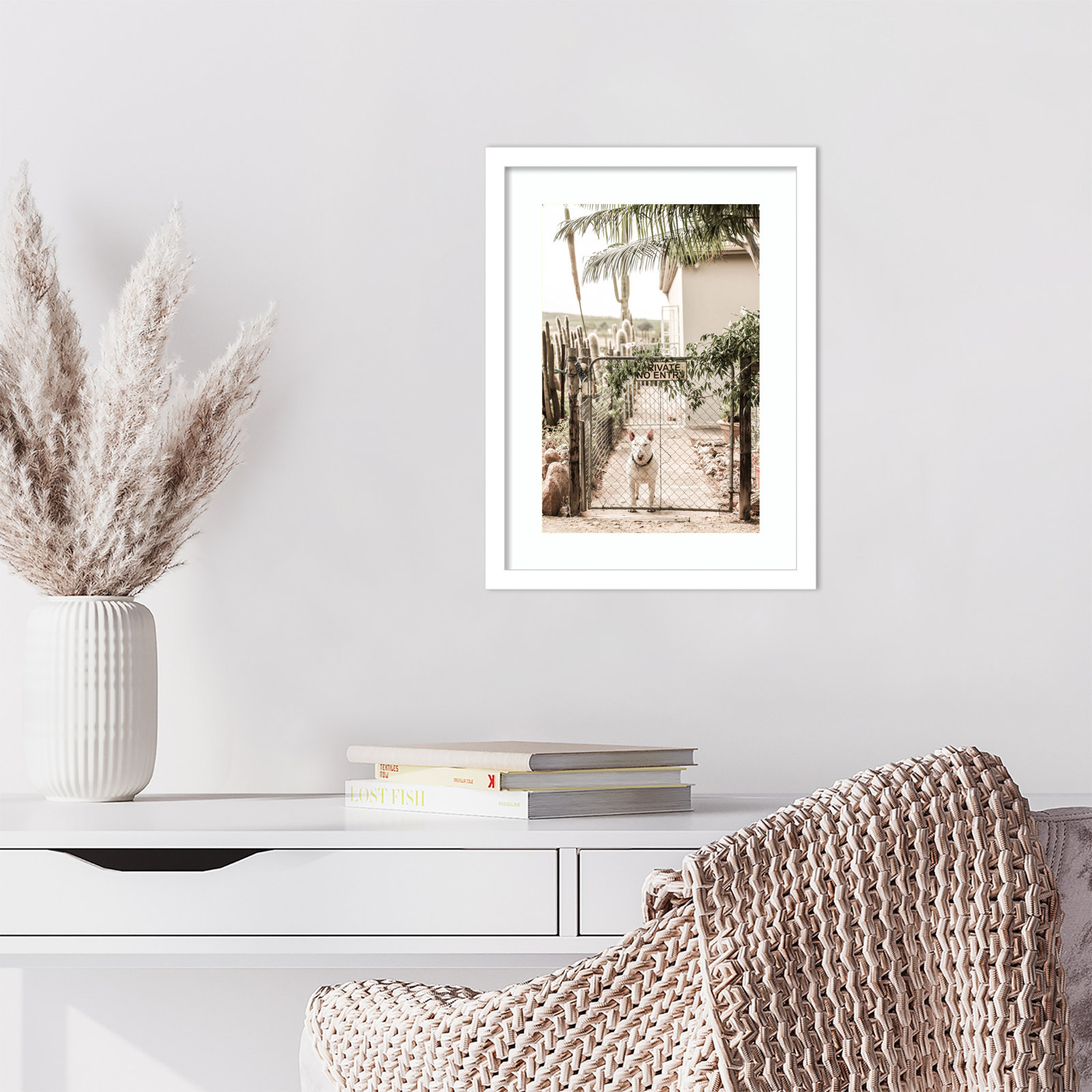 No Entry by Shot by Clint Wood Framed Wall Art Print, 17" H x 13" W, White