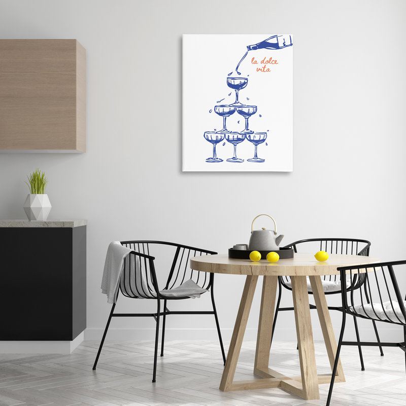 «Versing Champagne Tower», art mural par lettré et doublé, H 40 po x l 30 po