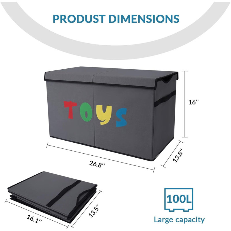 Toy Storage Chest, Collapsible Sturdy Bin With Lid Multi