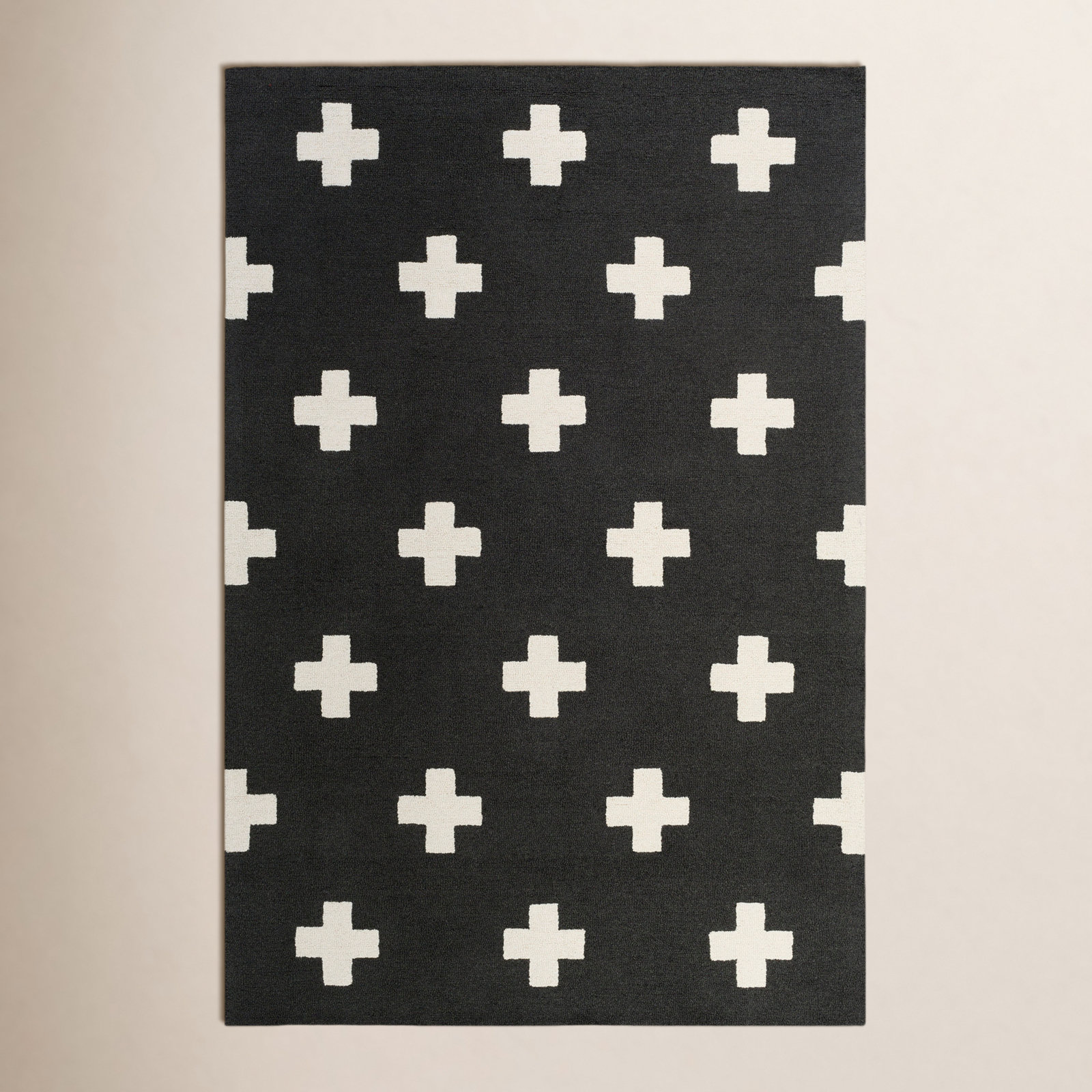 Cavan Hand Tufted Wool Black Rug, Rectangle 5' x 7'6"