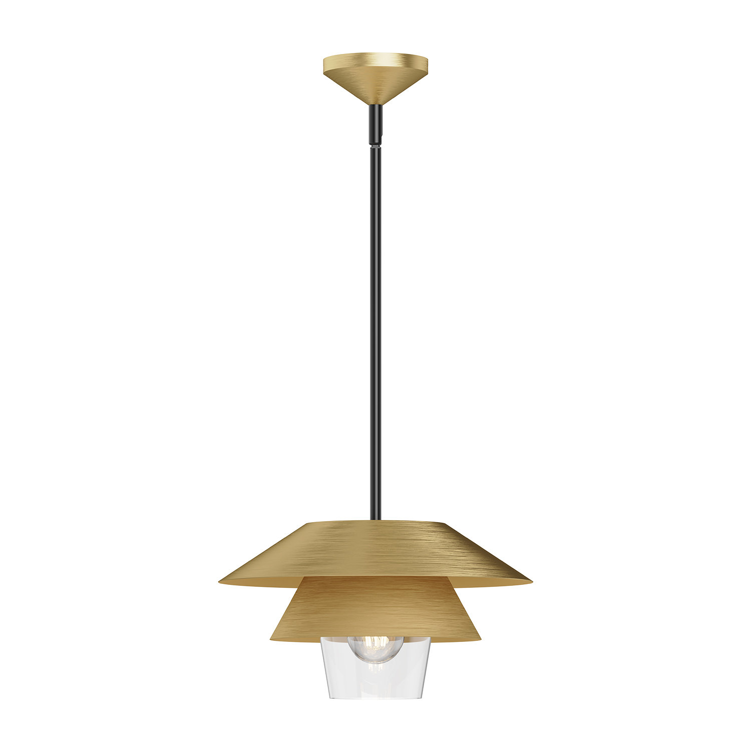 Davant Single Light Steel Pendant, Brushed Gold, 7.75" H x 13.5" W x 13.5" D