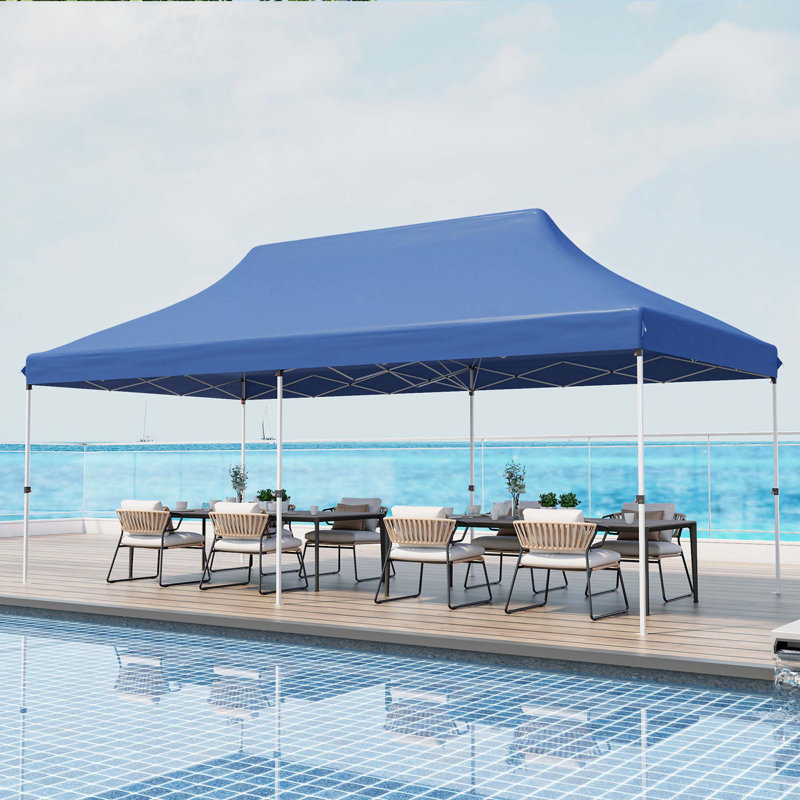 Costway 10 X 20 Ft Pop-up Canopy Upf50+ Sun Protection Tent With Carrying Bag Blue, Blue