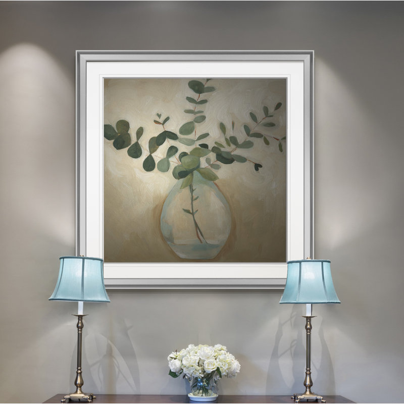 " Greenery Still Life III ", 28" H x 28" W, Framed Print, Silver
