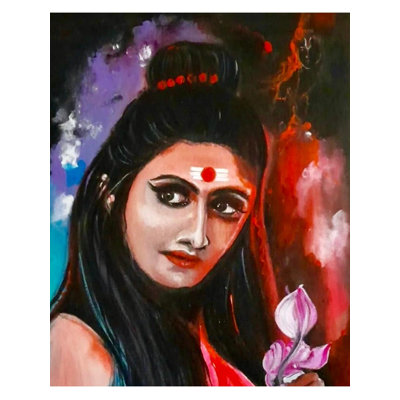 Shakti avec cale fleur | Acrylique sur toile tendue | Par Kajal Saxena